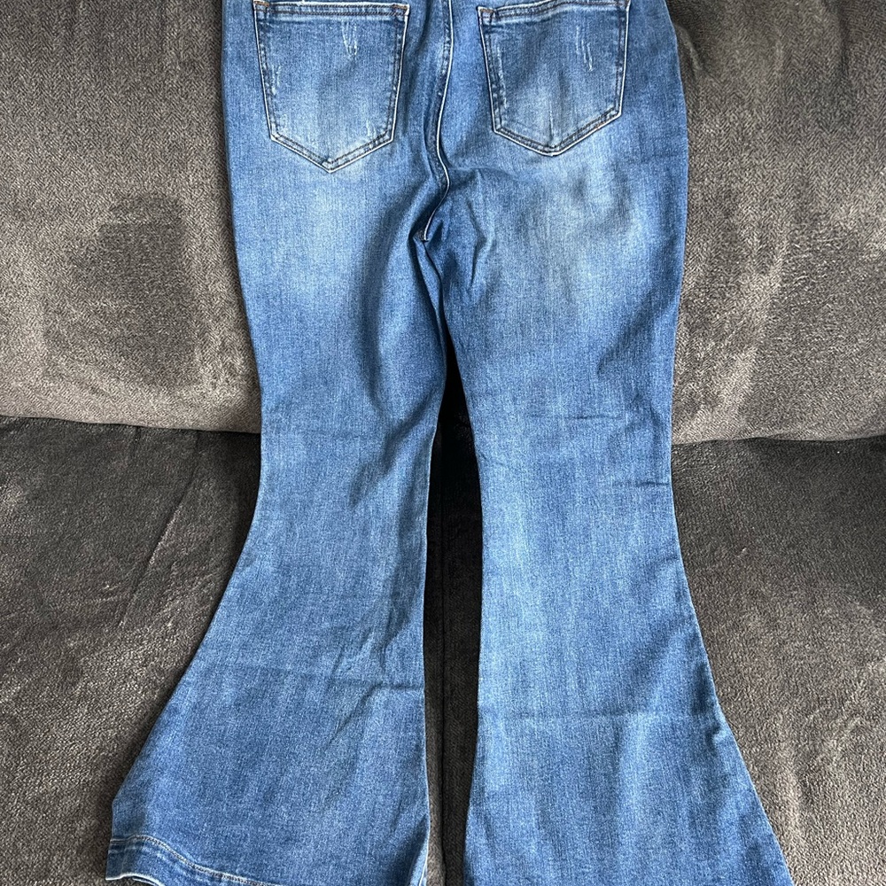 Risen Classic Blue Flare Jeans with Natural Fading - Picture 4 of 5